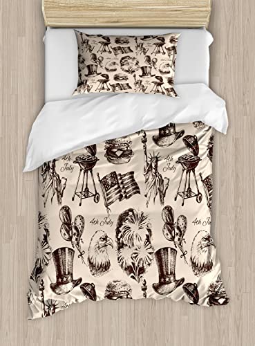Ambesonne 4th of July Duvet Cover Sets, Vintage Americana Elements