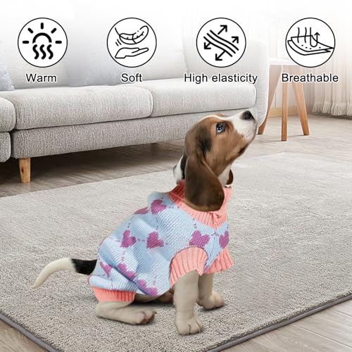 Hundepullover, Hund Rollkragenpullover Strickpullover, Winter Warmer H-undepullover, Hun-depullover Kleine Hunde, Weihnachten Hund Pullover, Haustier Pullover Rollkragen, für Kleine Hunde und Katzen