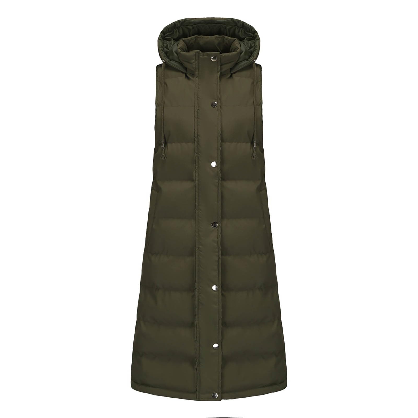 Genérico Chaleco Mujer Largo Invierno,Abrigo sin manga Otoño Invierno con capucha de gran tamaño Mangas plumón Chaqueta Acolchado Plumífero Ultralight