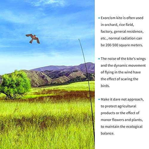 Eyijklzo Bird Scarer Flying Kite Crops Farm Flying Bird Hawk Flying Kite With 4M Telescopic Pole #TOP1