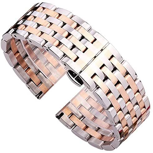 Bracelet montre acier inoxydable 20mm 22mm anti-irréversible métal solide homme femme