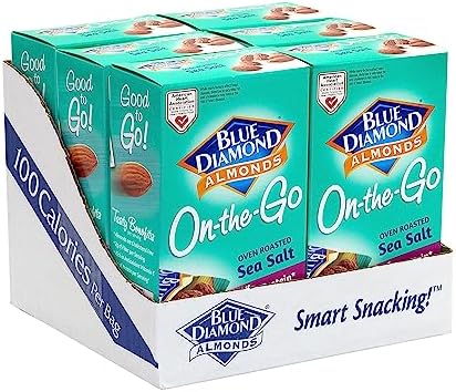Blue Diamond Almonds, Oven Roasted with Sea Salt, 100 Calorie On-The-Go Bags 7 count of 0.6Oz (Pack Of 6)