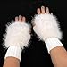 Flammi Women's Wool Blend Fingerless Gloves - Furry Mittens Wrist Warmers for Winter Fashion, Outdoor Activities, White