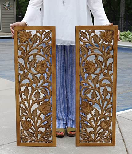 DharmaObjects Handcrafted Set Of 2 Large Wood Wall Panels For