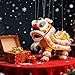 CTDWNT Lion Dance Puppet,Chinese Lion Dragon Marionette Hand String Puppet,Chinese New Year Lion Dragon Dance Toy for Spring Festival Holiday Decor (Red)
