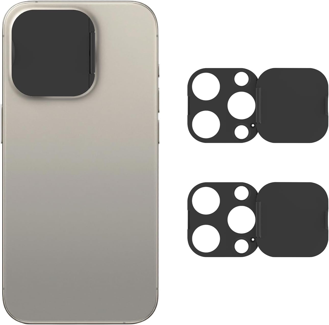 Phone Camera Lens Cover Compatible for Phone 15 Pro/ 15 Pro Max,Camera Lens Protector to Protect Privacy and Security,Strong Adhesive Black-2 Pack
