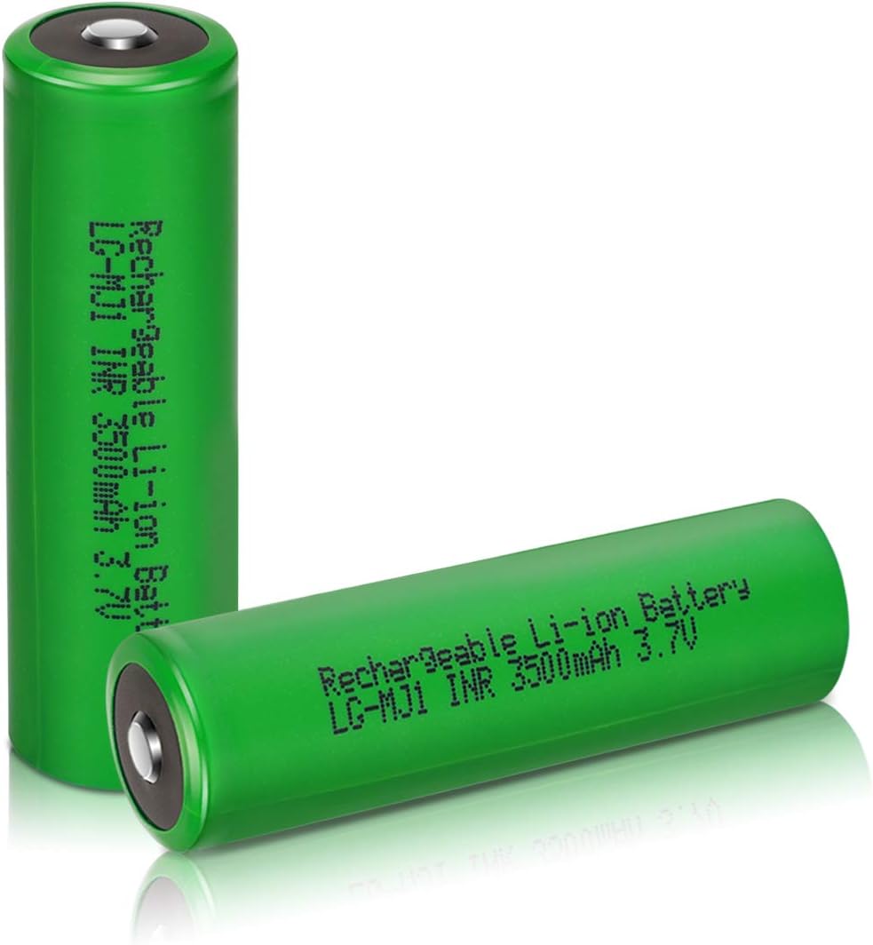 Veckuty 3.7 Volt Rechargeable Battery 3500mAh 10A 3.7v Lithium ion Battery Button Top Batteries for Fan Spotlight Flashlight (2pack)