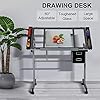 Abician Table à Dessin Inclinable avec 2 Tiroirs Bureau à Dessin Réglable en Hauteur avec Grand Plan de Travail Relevable 0°-60° Bureau pour Peintres/Architectes/Ingénieurs/Illustrateurs Noir