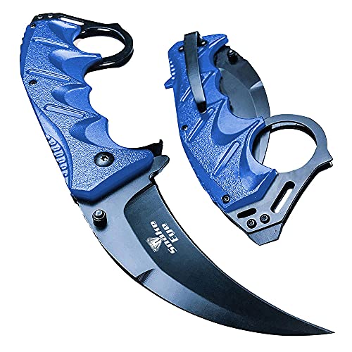 Snake Eye Tactical Everyday Carry Karambit Style Ultra Smooth One Hand Opening Folding Pocket Knife - Ideal for Recreational Work Hiking Camping (Blue) Snake Eye Tactical Everyday Carry Karambit Style Ultra Smooth One Hand Opening Folding Pocket Knife - Ideal for Recreational Work Hiking Camping (Blue)