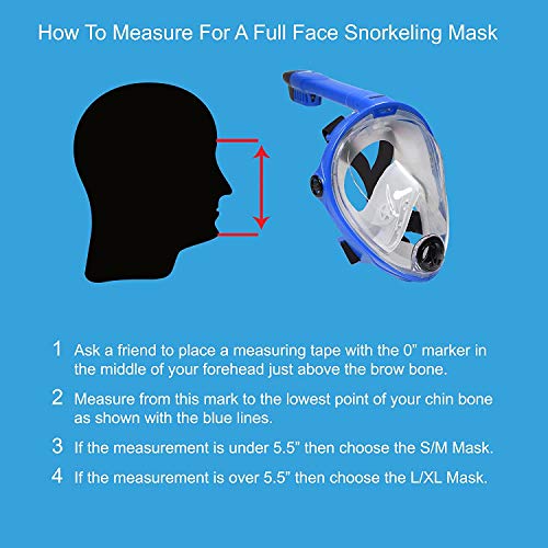 Deep Blue Gear - Vista Vue Full Face Snorkeling Mask, Blue/Clear Silicone, Large/X-Large #TOP4