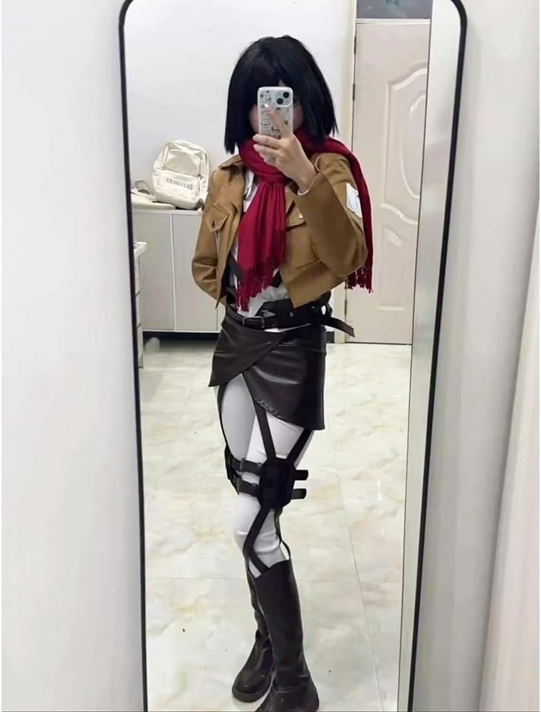 進撃の巨人 コスプレ　ミカサ　ウィッグ　衣装セット　Lサイズ Amazon.co.jp: [Jielituo] 調査兵団 コスプレ ミカサ 衣装 ウィッグ
