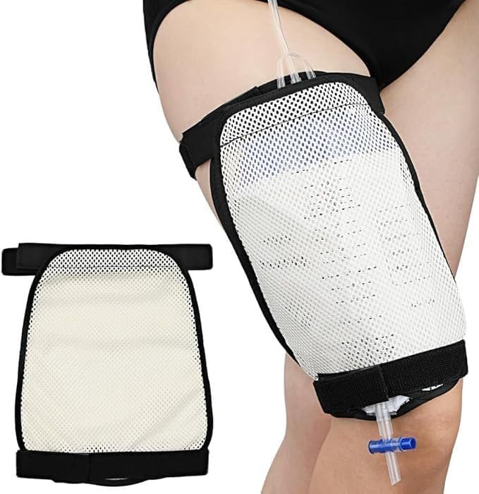 Leg Bag Mesh Holder with Pocket for Urine Collection Bags Nephrostomy Foley Urinary Catheter Stabilization Device