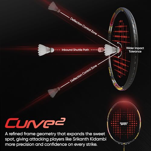 Image of Hundred Nitrix Pro Badminton Racket | Carbon Fibre Frame | Lightweight | Max Tension 32 lbs | Flexible Shaft | Balanced Head-Heavy Design | All-Round & Attack Play | Full Cover Included