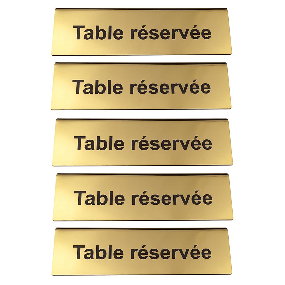 Chevalet de table “Table réservée” - Gravure recto verso - Or en lot de 5