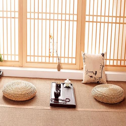 Coussin de sol tatami en paille marron 30cm pour assise zen - 8