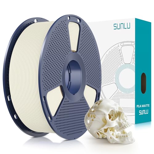 SUNLU 3D Printer Filament PLA Matte 1.75mm, Neatly Wound Filament, Smooth Matte PLA Finish, Print with 99% FDM 3D Printers, 1kg Spool (2.2lbs), 330 Meters, Matte Bone White