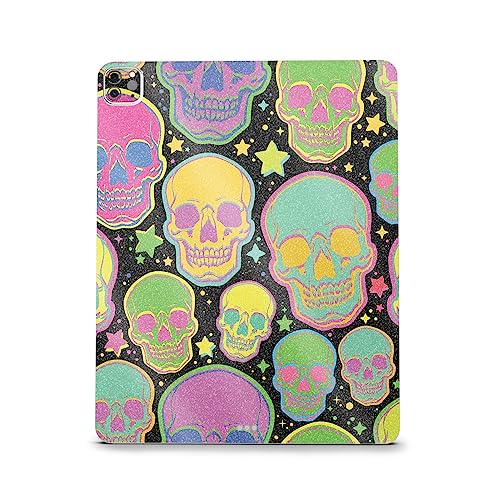 Image of MightySkins Carbon Fiber Skin Compatible with Apple iPad Pro 12.9 inch M2 6th Gen (2022) Full Wrap Kit - Candy Skulls | Protective, Durable Textured Carbon Fiber Finish | Easy to Apply | Made in The USA