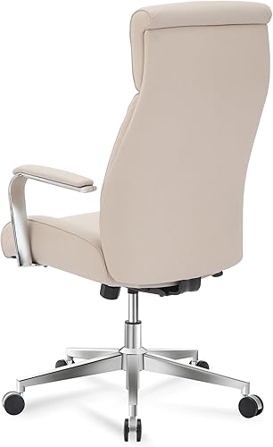 Miniatura 7 de Realspace Modern Comfort Modee - Silla de oficina ejecutiva de cuero vegano con respaldo alto, color arenacromo, compatible con BIFMA