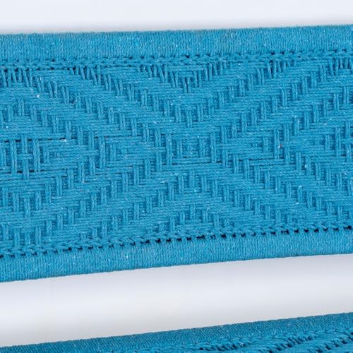 Image of Srima Wooden Bench for Living Room | Handcrafted Sheesham Wood Backrest Bench for Balcony & Garden | Traditional Rajasthani Patio for Outdoor with Cotton Handwoven Rope | Blue