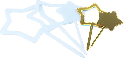 Miniatura 4 de WDONAY Juego de 25 adornos de estrella para cupcakes, decoraciones acrílicas para tartas de cumpleaños para decoración de fiestas (con varilla)