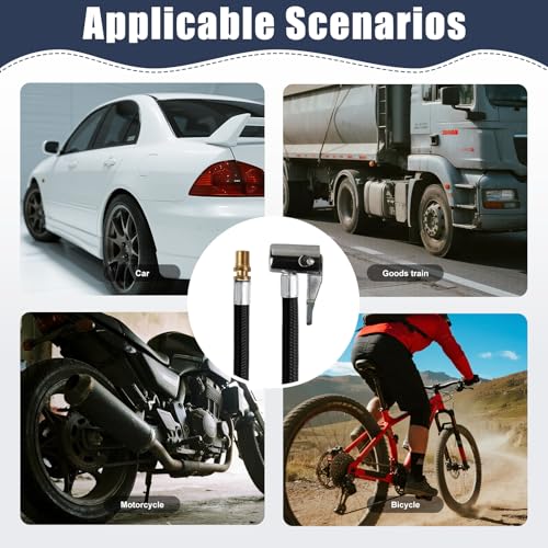 Ventilverlängerung Set, 20cm Reifenfüller Schlauchadapter mit 2 Stück 8mm Autoventil Hebelstecker Air Chuck, Reifenfüllschlauch Messing Autoventil Adapter, für Auto Fahrrad Motorrad Kompressor