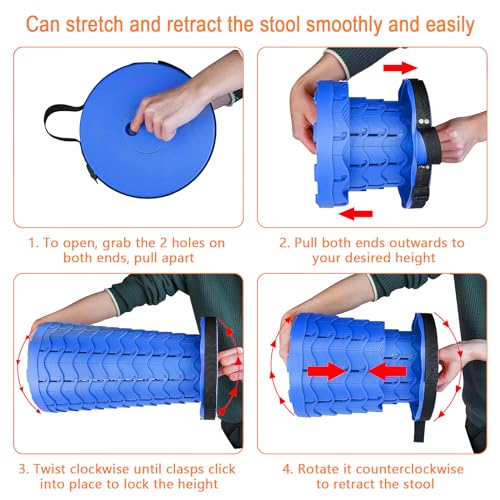 Image of Boreeman Upgraded Folding Stool Lightweight Yet More Sturdy with Load Capacity 400lbs Portable Collapsible Stool for Camping Fishing Hiking BBQ (All Blue)