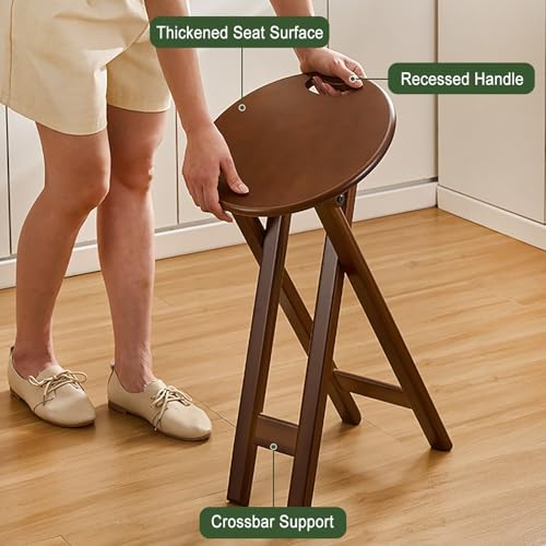 Tabouret portable avec poignée intégrée et structure en bois - 4