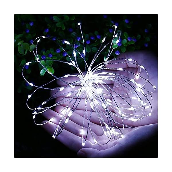 Waterglide fairy lights battery operated (included), 6. 5ft 20 led mini string lights, waterproof silver wire firefly starry lights for diy wedding christmas party mason jars decor - image 8