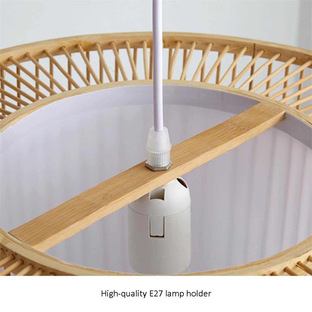 Drewniana lampa wisząca z 1 światłem Minimalistyczna lampa wisząca z bambusową ramą nordycka lampa dekoracyjna do pokoju lampa sufitowa do jadalni