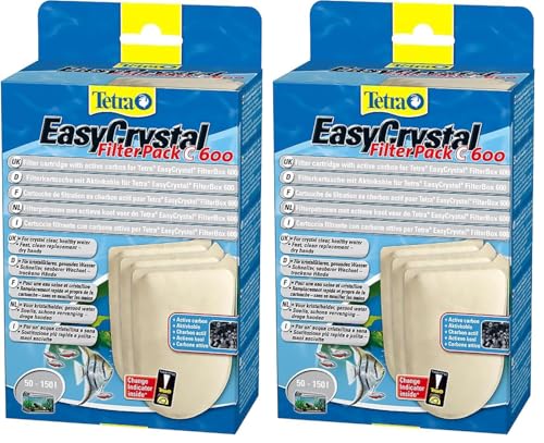 TETRA EasyCrystal Filter Pack C600 - Cartouche de Filtration au Charbon Actif pour Filtre EasyCrystal 600-3 pièces (Lot de 2)