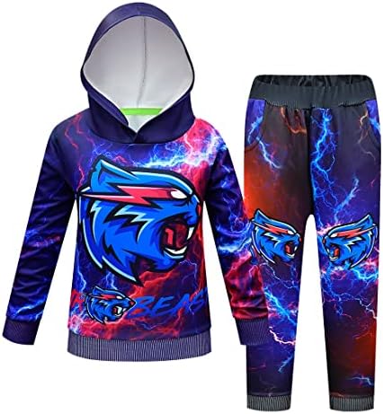 Kids Boy’s 3D Print Youtuber Gamer Tracksuit Pullover Hoodie Tops & Jogging Pants Set Sweatsuit