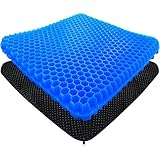 hzbaiyi Gel Seat Cushion, Honeycomb Thick Gel Cushion Pressure Cushions for Bottoms Soft Sitter Cushion Relieving Back Coccyx Pressure Seat Cushions for Car Office Home Wheelchair Chair Kit(42x36cm)
