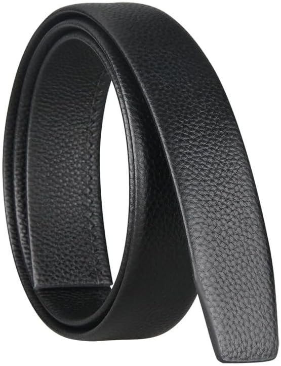 Men’s Ratchet Leather Belt Strap – 35mm (1 3/8"), No Buckle, Adjustable Auto-Locking Sliding Design, Replacement Strap for Ratchet Belt Buckles