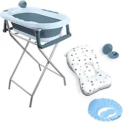 Banheira Dobrável Com Suporte e Acessórios YPB191 Azul Yuupi