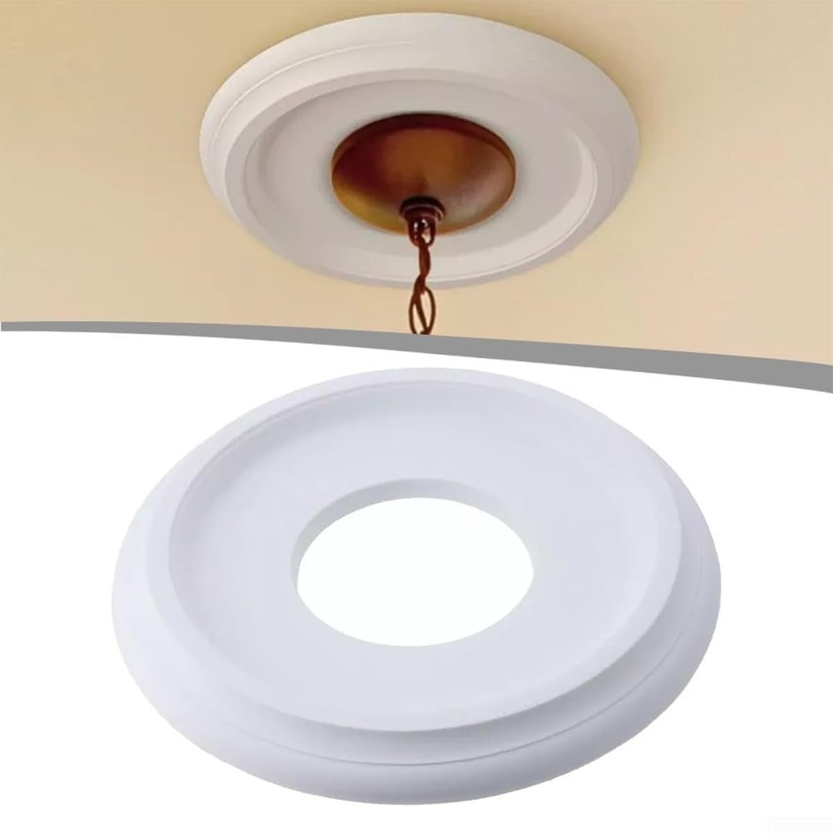 Médaillon de plafond en PU de 10 pouces 25 cm, base décorative pour luminaires, décoration de plafond moderne et écologique avec 3 cm d'épaisseur pour lustres