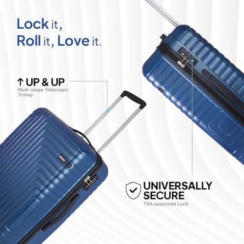 Image of American Tourister Ivy NXT|Medium Size Check-in Spinner Trolley Bag (68 cm)|360 4 Wheel Travel Luggage|Hard Case Polycarbonate (PC) Suitcase|Mounted TSA Lock|Blue