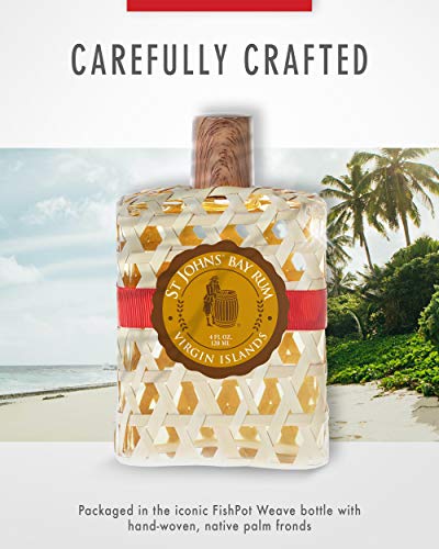 St Johns Bay Rum Aftershave and Cologne | Made with Bay Leaves from the Virgin Islands | Best Selling Bay Leaf After Shave Fragrance for Men | (4 oz Splash Bottle )