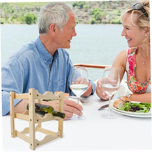 Soporte para botellas de vino de madera natural miniatura 3