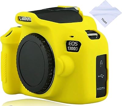 Yisau Camera Case for Canon EOS Rebel T6 T7, Silicion Rubber Camera Case Cover Detachable Protective for EOS 1300D Rebel T6/ EOS 1500D Rebel T7 KISS X90 Camera (Yellow)
