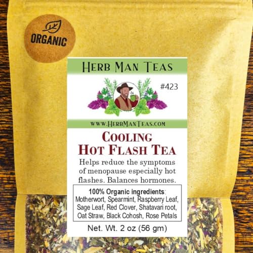 MENOPAUSE TEA – Natural Support for Hot Flashes – Formulated by Master Herbalist Khabir – Organic Loose-Leaf Herbal Blend – Caffeine-Free, Non-GMO, No Additives