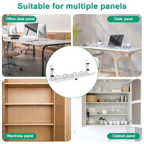 Image of Climberty White Cable Management Under Desk, Length Adjustable Cord Organizer Metal Large Capacity Wire Storage Standing Cable Holder