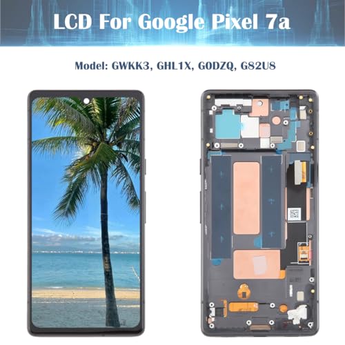 Écran pour Google Pixel 7a 5G OLED avec châssis noir et lecteur d'empreinte - 2