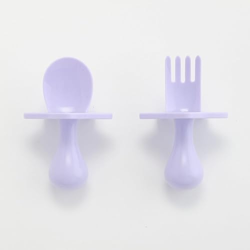 Miniatura 23 de Elli&Nooli Silicone Baby Utensils Set - 2 Count, Yellow - Star-Shaped Choke Guards for Constructive Eating - Spoon & Fork for Self Feeding