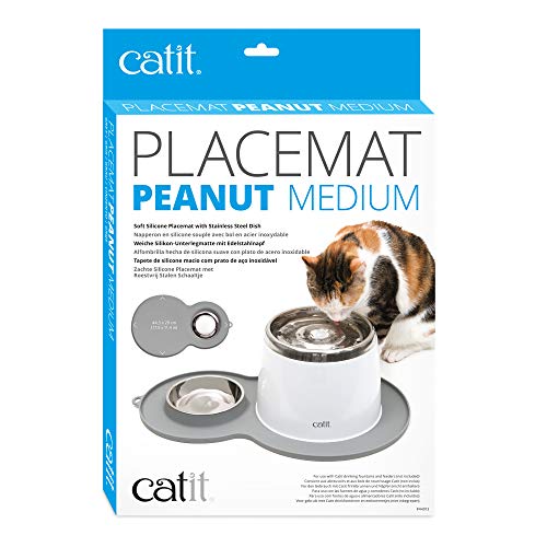 Catit Peanut Shape Cat Placemat, Gray, 17.5” X 11.4” #TOP4
