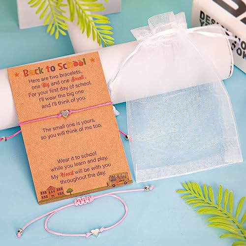 Image of EOBOH Back to School Supplies, Back to School Bracelet Mommy and Me, Prek Matching Wish Bracelets Set, Adjustable Bracelet for Boys Girls Gifts Stuff Bulk
