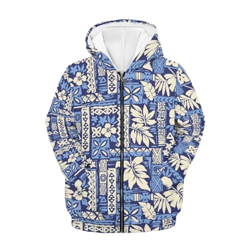 Kid's Long Sleeve Sweatshirt Everyday Wear Lightweight Unisex Workout Hoodie Polynesian Tropical Print