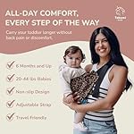 Ergonomic Lightweight Adjustable Toddler Sling Baby Carrier with Zipper Pockets Shoulder Padding Anti Slip Support for Travel Loving Dads and First Time Moms from 9 Months to 4 Years - Image 5