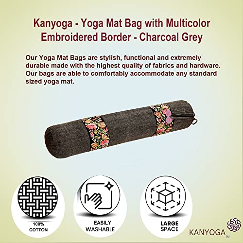 Image of Yoga Mat Cover Bag | Cotton Exercise Fitness Durable | Mat Carry Bag Cover Only with Strong Shoulder Straps | Yoga Mat Bag for Men & Women (Charcoal Grey)