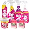The Pink Stuff - Kit de Limpieza, 5 Productos, Pasta limpiadora milagrosa, Spray Multiusos, Limpiador Baño, Limpiacristales, toilet WC, +2 estropajos