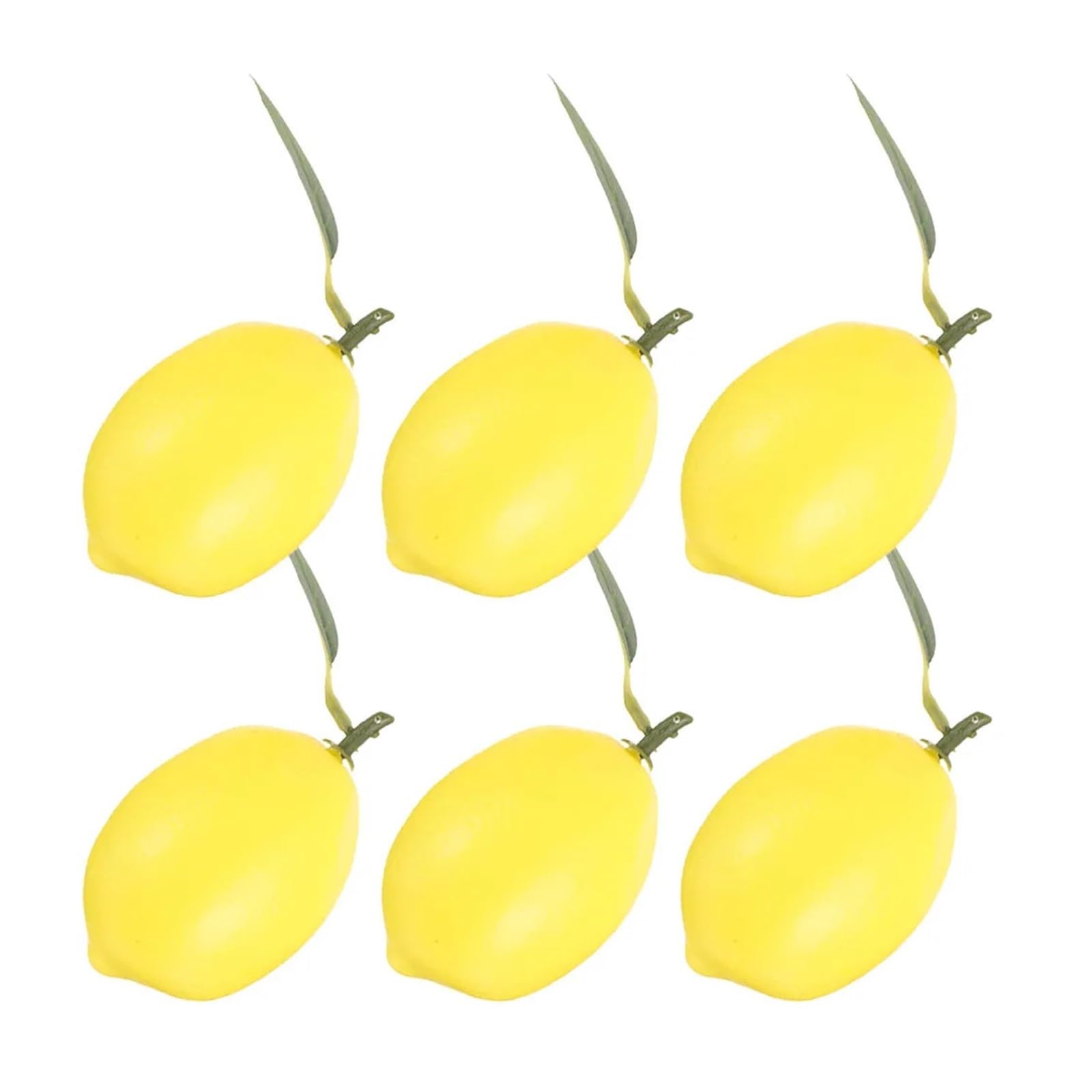 Wuyxto One Color 6Pcs Fake Lemon Artificial Simulation Fruit With Leaves Photography Prop Display Decoration For Party